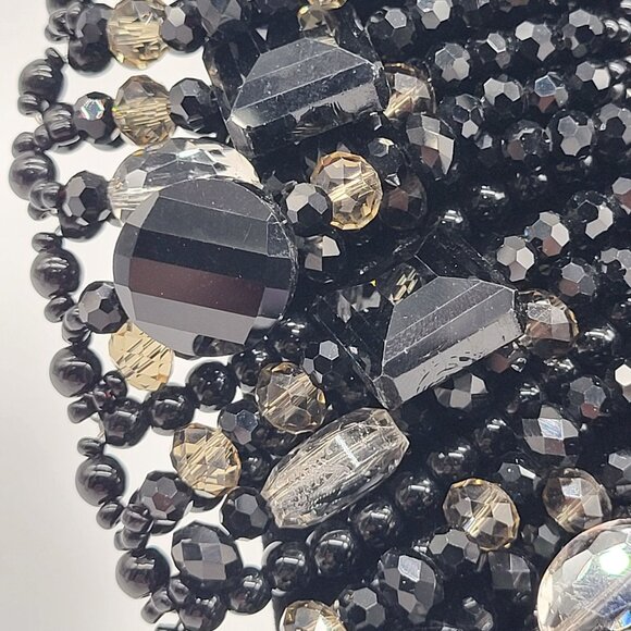 VTG Nakamol Thailand Bib Collar Statement Necklace Beaded Black Gray - Picture 13 of 14